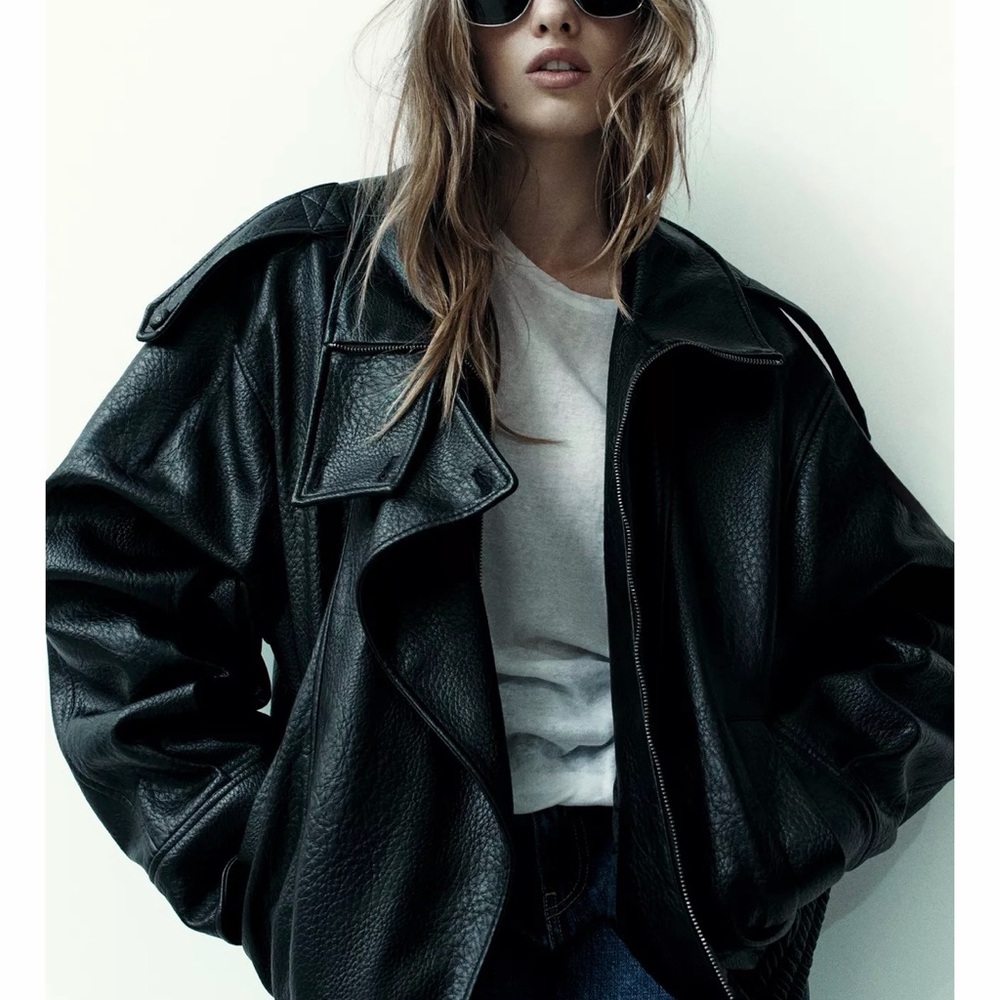 Zara Black Leather Jacket for Women